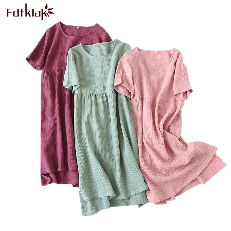 Ночная сорочка женская хлопковая рубашка с коротким рукавом повседневная одежда