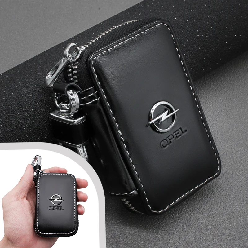 

Soft Leather Car Key Case Zipper Bag Multifunction Key Wallet Decoration For Opel Astra H G J Insignia Mokka Zafira Corsa Vectra