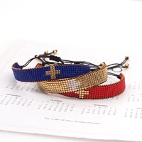 pure color cross retro ethnic bangle hand woven rice bead couple bracelet jewelry for women 2021 paired bracelets for couples
