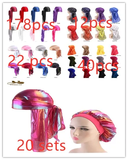 Мужской шелковый шарф Durag с длинным хвостом атласная прочная шапка бандана