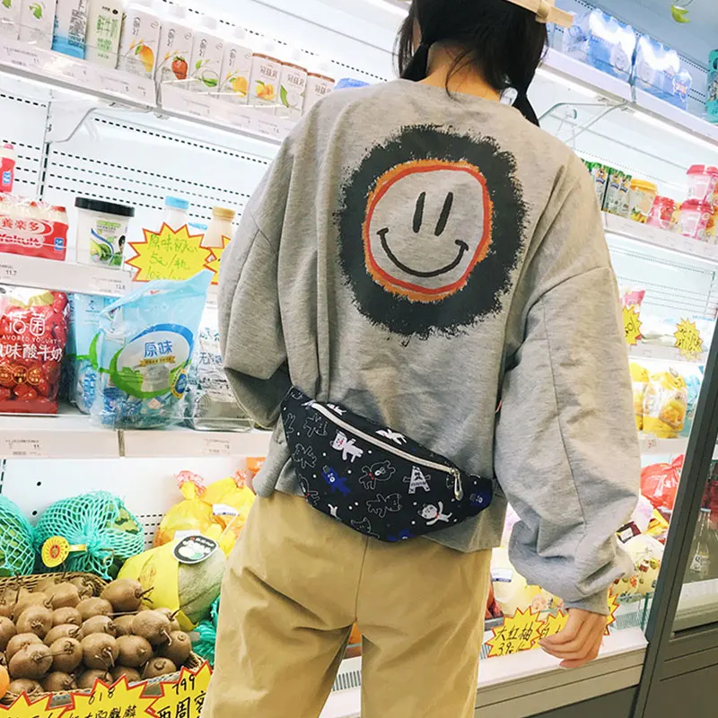 Детская поясная сумка с принтом Женская мультяшная на бедрах для девушек