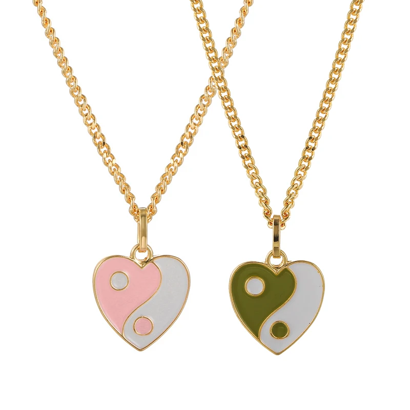 

Vintage Gossip Tai Chi Heart Necklace Simple Yin Yang Gossip Necklaces for Women Girls Best Friend Gift Fashion Jewelry