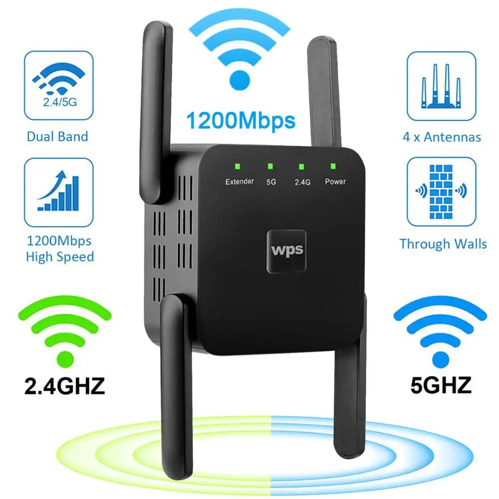 Расширитель диапазона маршрутизатора WiFi 300/1200 Мбит/с ретранслятор беспроводной