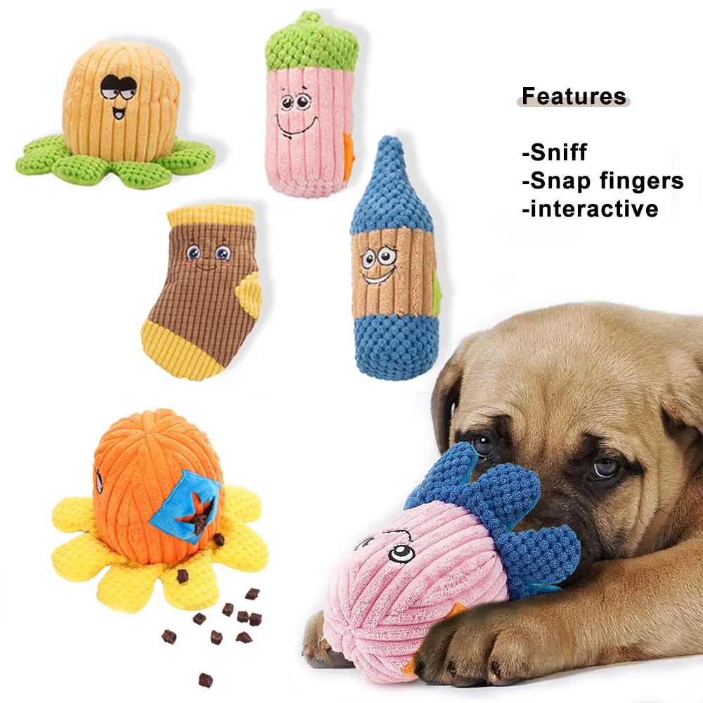 

Plush Dog Sniffing Toys with Squeaky Funny Puzzle Pet Training Supplies for Small Medium Dogs Cute Cotton Soft Puppy Accessories