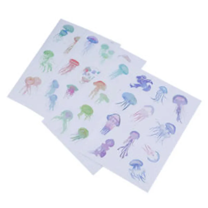 4 листа/партия прозрачные декоративные наклейки в виде Медузы|Канцелярские