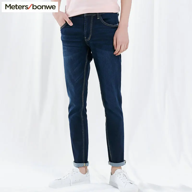Dark Blue Metersbonwe прямые джинсы мужские Весна Осень Новые повседневные Молодежные трендовые тонкие джинсы мужские s брюки мужские брюки - Цвет: Dark Blue