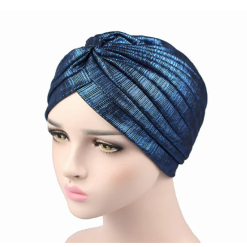 

Luxury New Women Turban Headband Donna Bonnet Cap Soft Breathable Mesh Shiny Hijab Turban Muslim Beanie Hat Turbante for Women