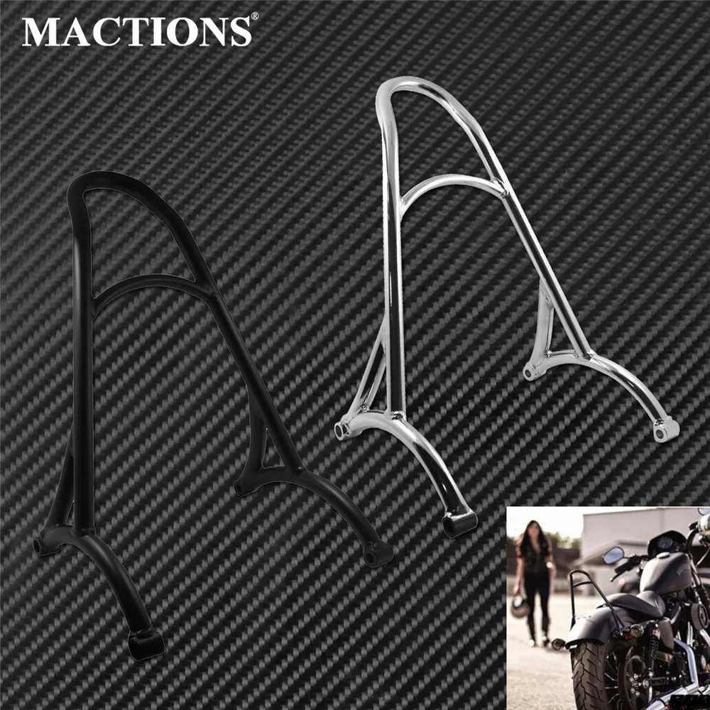 

Motorcycle Short Passenger Backrest Sissy Bar Black/Chrome For Harley Sportster XL 883 1200 48 Forty Eight Cafe Racer 2004-2017