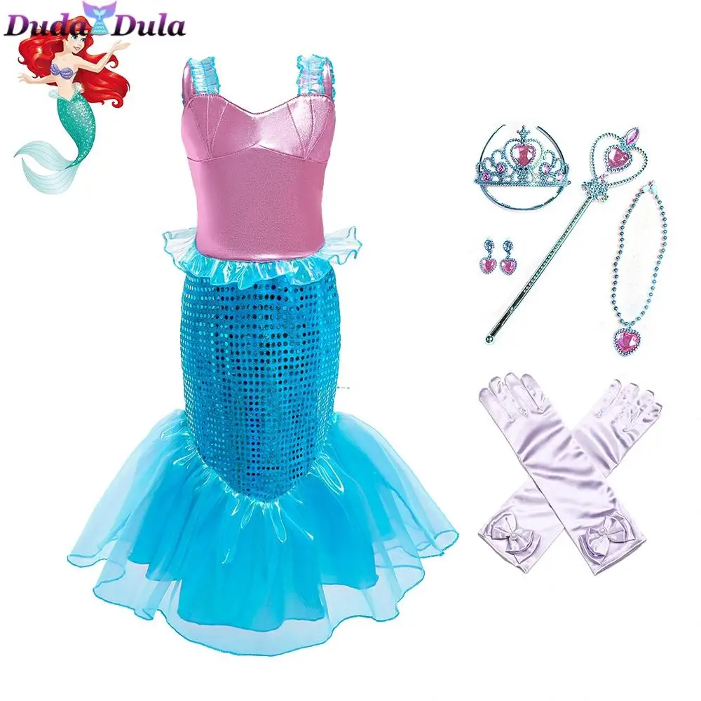 Для девочек С рисунком Русалочки Ариэль платье принцессы русалочка Детские
