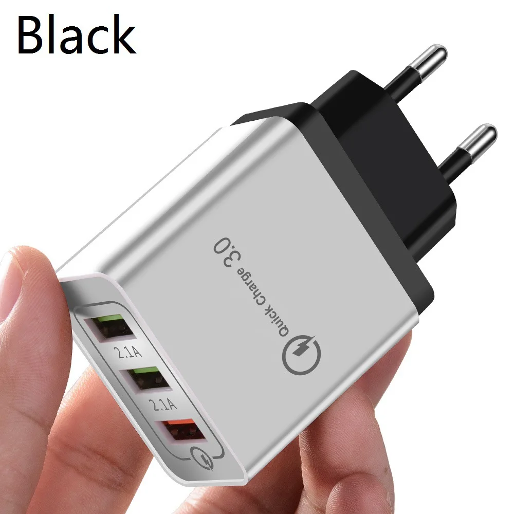 Быстрая зарядка 2.1A 3 USB зарядное устройство для iPhone X XR samsung huawei Xiaomi Redmi Phone Tablet универсальный адаптер для быстрой зарядки ЕС