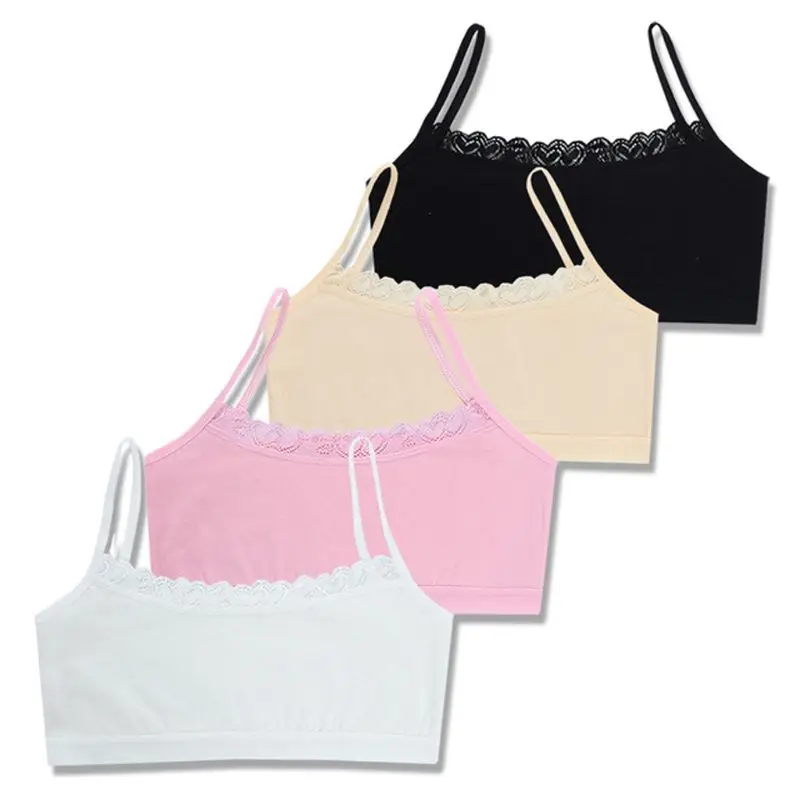 

4pcs/lot Children's breast care girl bra 6-12 Years Hipster Cotton Teens Teenage Underwear summer Kids Lace vest Young