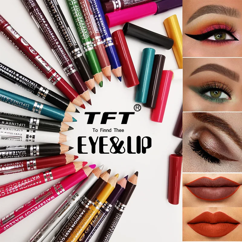 

Popular 19 color new eyeliner pencil, waterproof lip liner, eyebrow pencil easy to color, not dizzy and dyed beautiful makeup