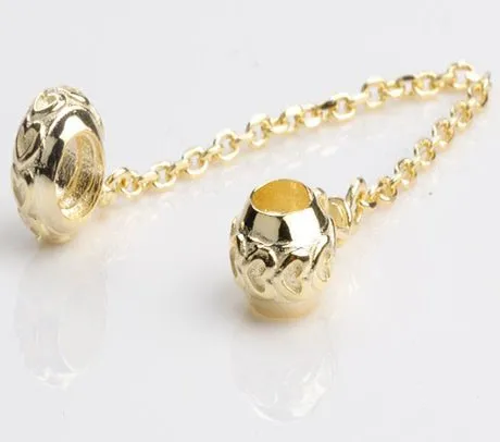 

Authentic 925 Sterling Silver Charm Clip Classic Heart Chain Safety Chain Fit Pandora Women Bracelet & Necklace Diy Jewelry