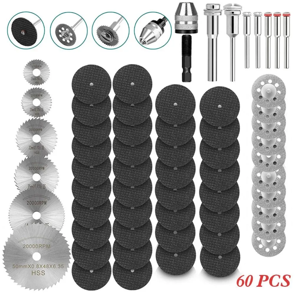 

60PCS Diamond Cutting Wheels For Rotary Tool Grinder Metal Resin Cut Off Disc Cutting Gems Jade Brick Marble Metal Wood