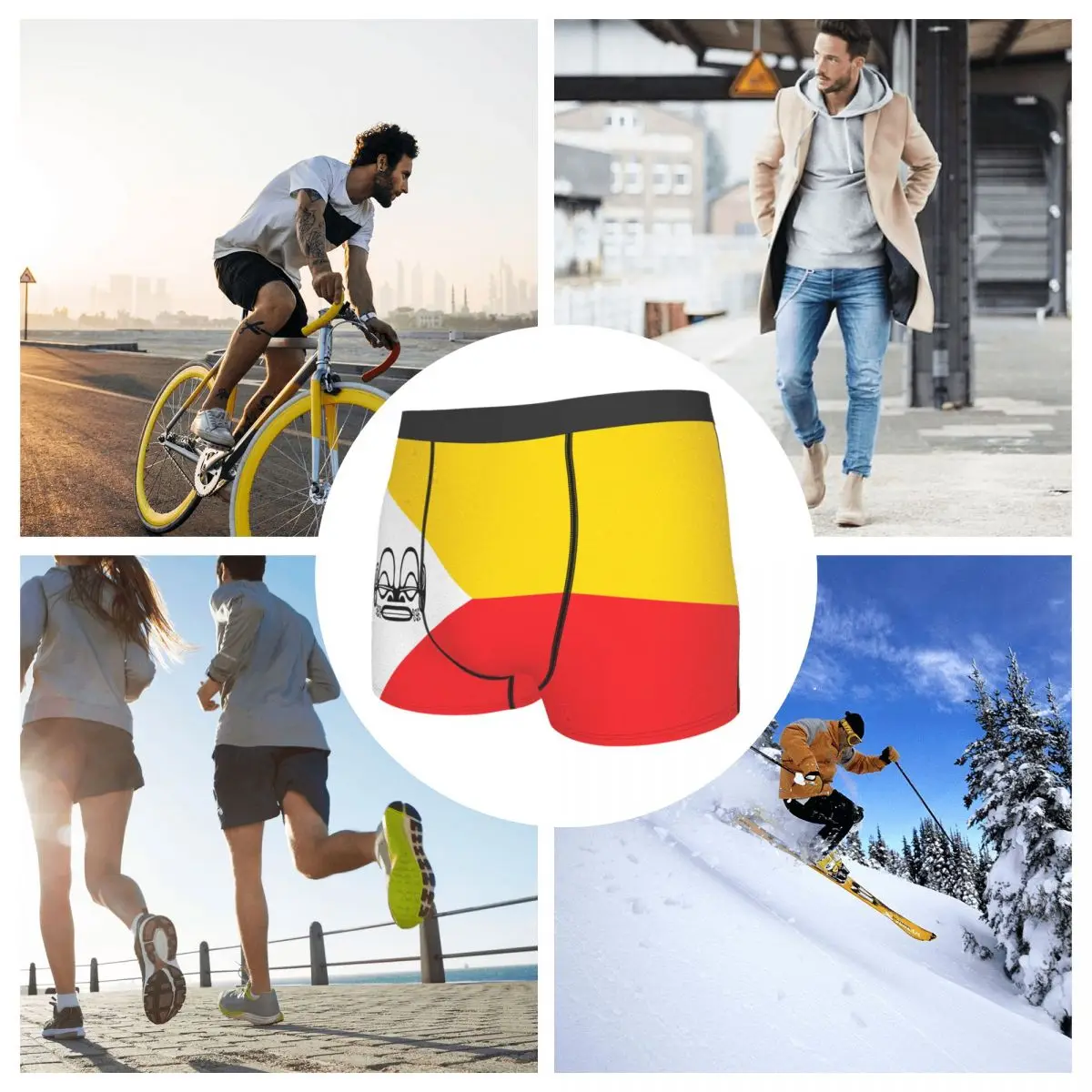 Flag Of Marquesas Islands Men's Boxer Briefs Flags of the regions of France Humor Graphic Men's boxer leggings