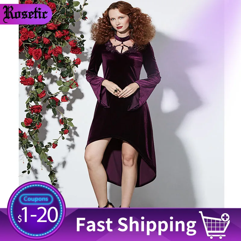 Женское асимметричное платье Rosetic викторианское готическое с аппликацией