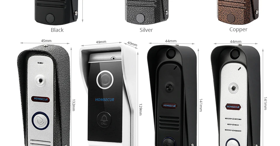 HOMSECUR " 4 провода видео домофон дверной звонок Система IP65 камера ИК Ночное Видение 45 градусов угол крепления 110 угол обзора
