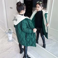 kids girls cotton padded casual parkas coat winter snowsuit childrens long thick warm jacket teenager outfits 4 6 8 10 12 13
