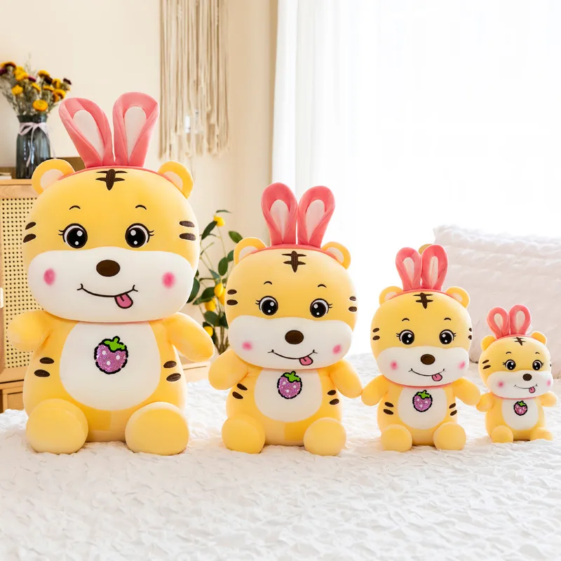 

Free ship cartoon rabbit ears tiger doll plush toy large stuffed animals cute dolls boys girls pillow hugs children soft toy