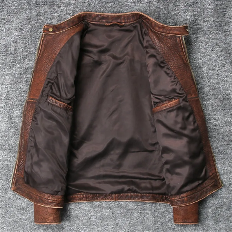Куртка мужская из натуральной коровьей кожи модная короткая приталенная