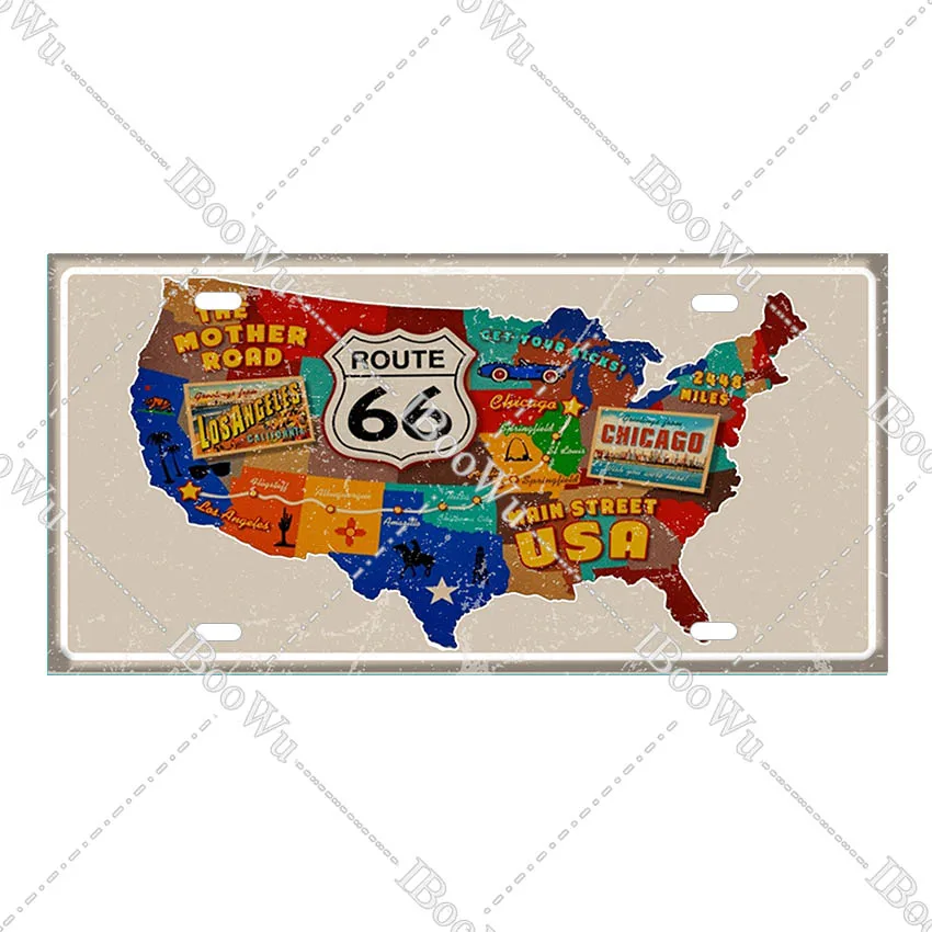 

Route 66 Vintage Licenses Plate America's Mother Road Metal Poster Car Number Tin Sign for Cafe/Home /Garage Wall Decor 15x30CM