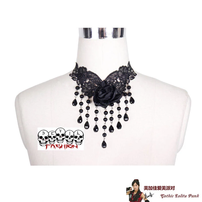 

Devil fashion vision Harajuku Gothic Lolita tassel Beaded Necklace as002