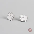 LKO настоящее серебро 925 пробы модные милые серьги-гвоздики в виде слонов для женщин вечерние ювелирные изделия милые ушные шпильки в виде животных для девочки орнамент