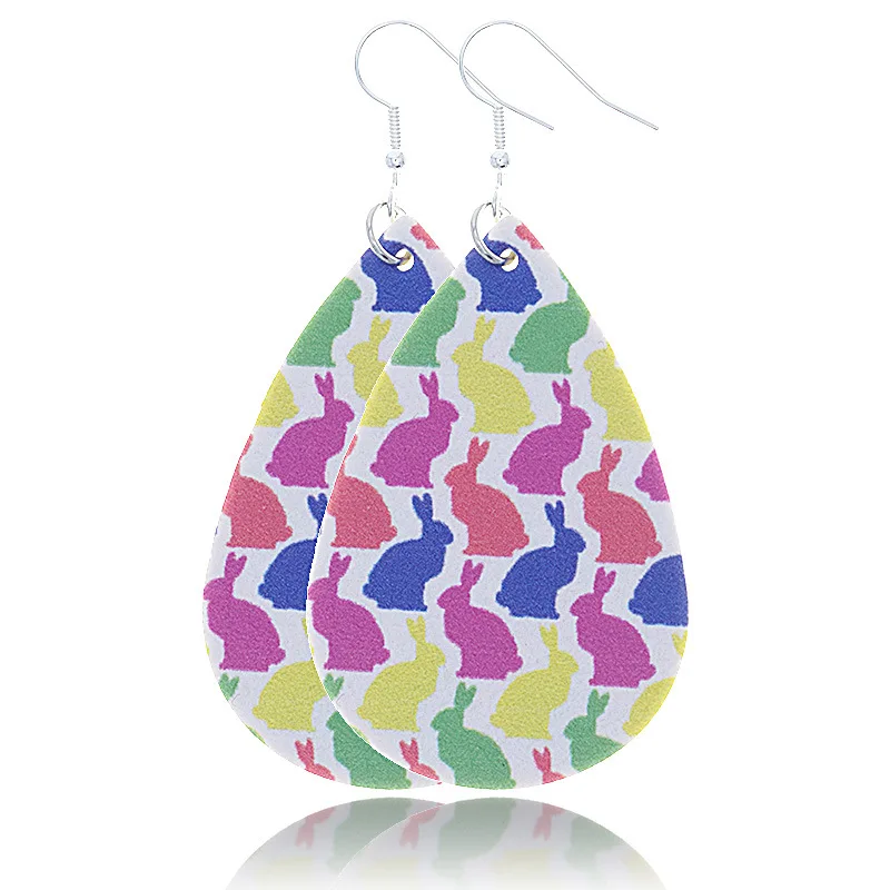 Пасхальные кожаные серьги многослойные Разноцветные ручной работы с милым