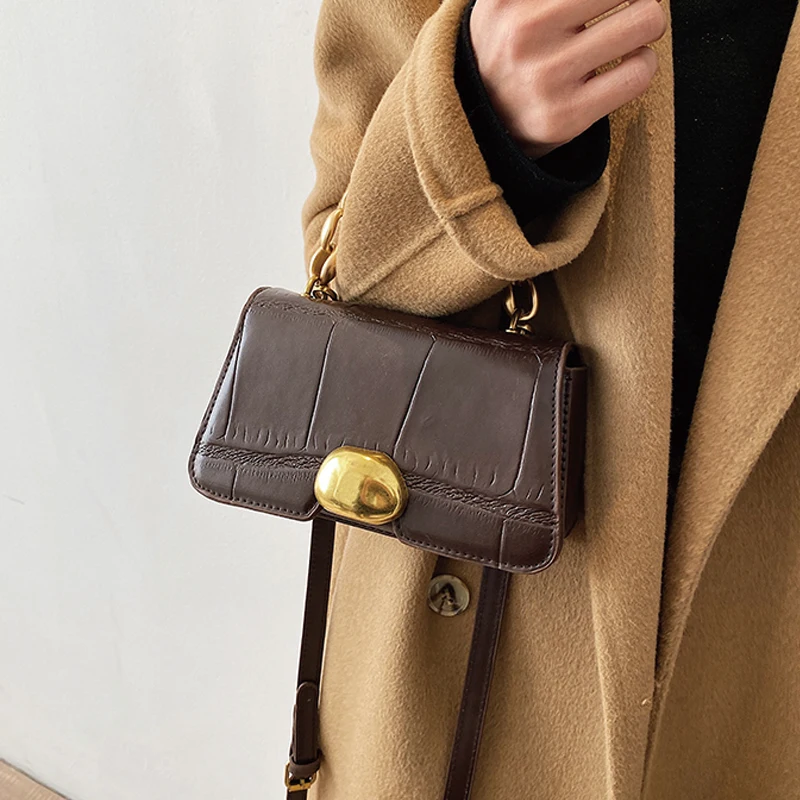

Retro PU Leather Women Handbags 2021New Chain Shoulder bags Messenger Bag Portable Small Square Bag