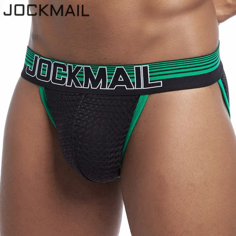 Мужские сетчатые трусы JOCKMAIL сексуальные дышащие трусы-бикини из ледяного шелка