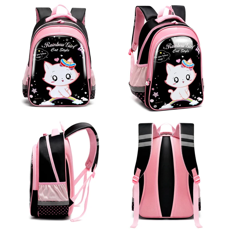 Black Cat Backpack Shiny School Backpack for Girls Back to School Bags Large Bagpack Children Girl Orthopedic School Backpacks