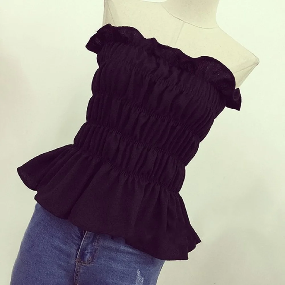 Женские Эластичные топы с открытыми плечами бюстгальтер блузка модные