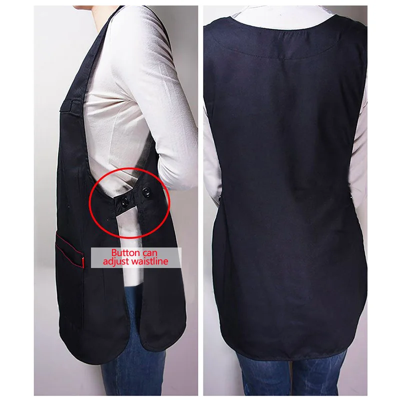 Кухонный Фартук для мужчин и женщин регулируемые пуговицы с 2 карманами рабочая