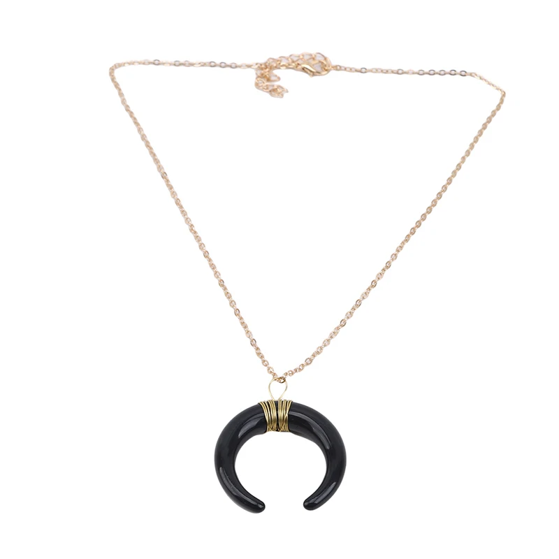 Простой дизайн белый слоновой кости костяной рог кулон ожерелье для женщин