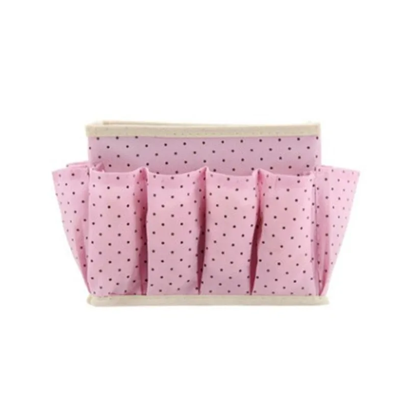 Pink Милый Настольный косметический Органайзер в горошек, коробки для хранения косметики, нетканые контейнеры, аксессуары для мытья, коробки - Цвет: Pink