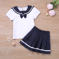 2021 girls clothing sets new summer suit school uniform style t shirtskirt 2pcs kids clothes clothing for 2 6 years old