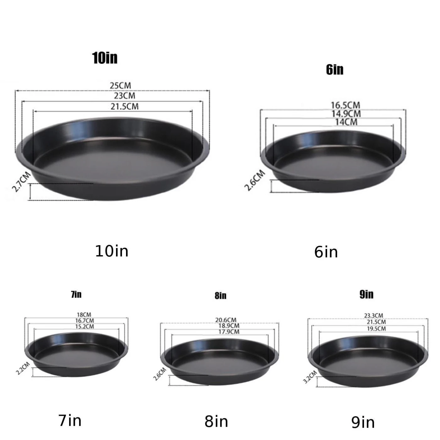 6/7/8/9/10 дюймов Круглая углеродистая сталь антипригарная сковорода для пиццы Лоток
