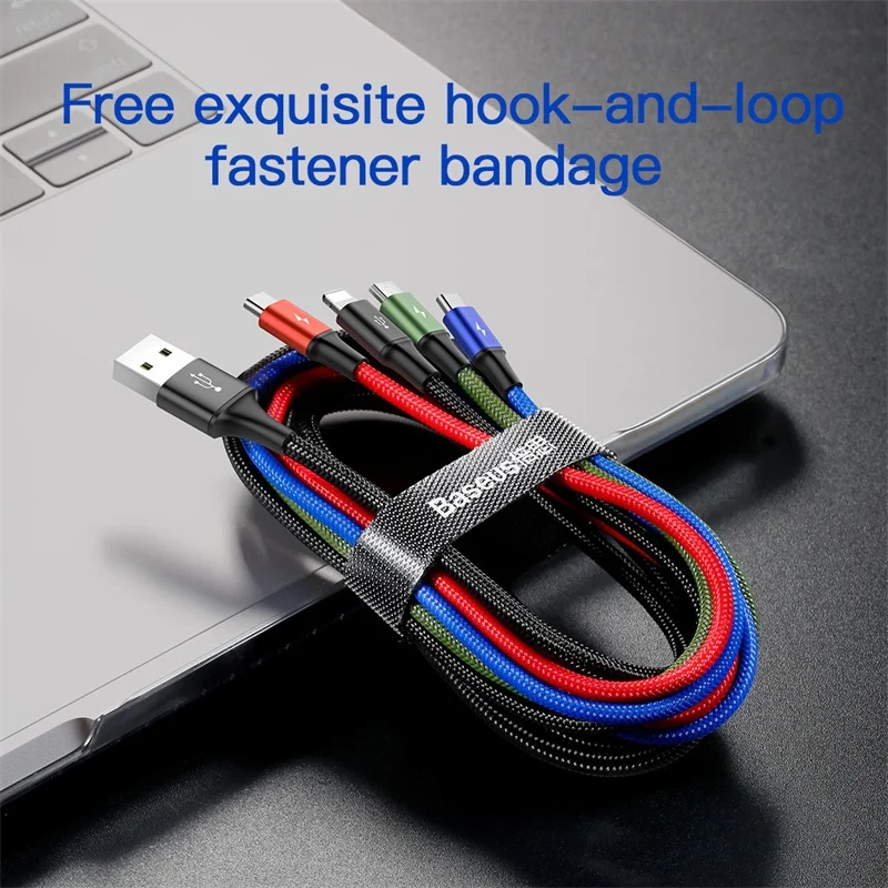 Baseus 3 в 1 USB кабель для iPhone samsung Xiaomi мульти Быстрая зарядка зарядное устройство usb type C type-c Micro USB кабель для мобильного телефона