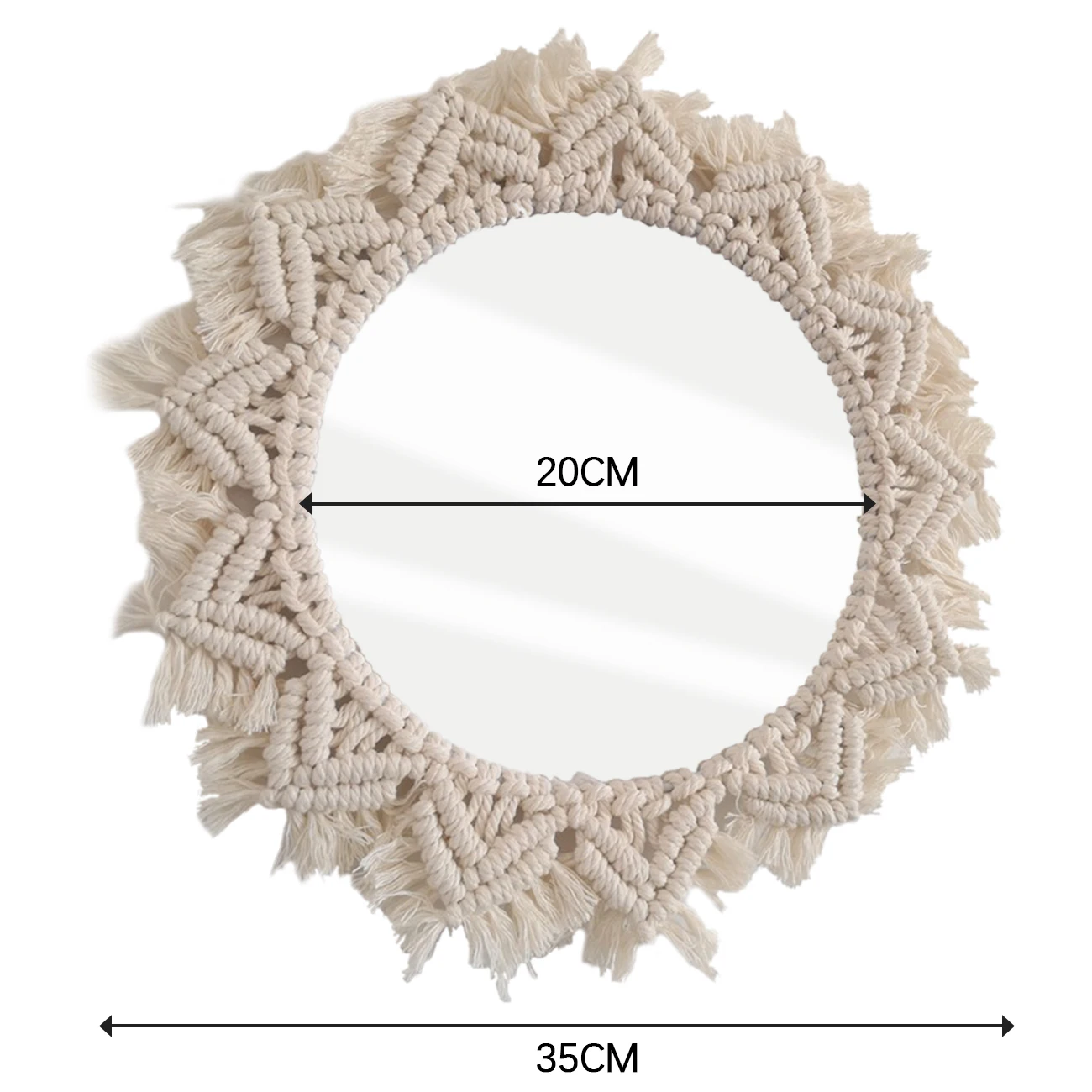 

Macrame Mirror Handmade Tapestry Makeup Mirror Compact Bohemia Decoration Home Bedroom Decorative Mirrors Wall Mirrors