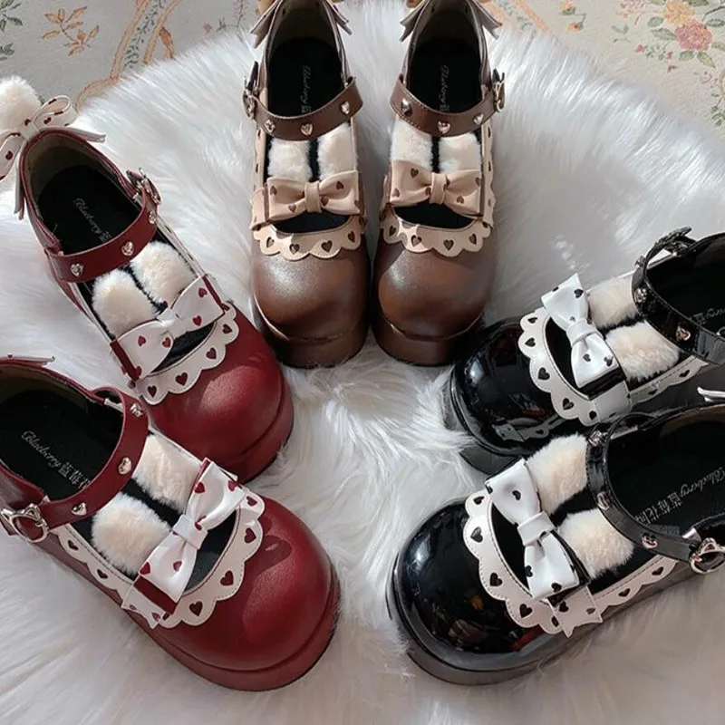 Туфли женские мягкие в японском стиле Милая принцесса Лолита с круглым носком на