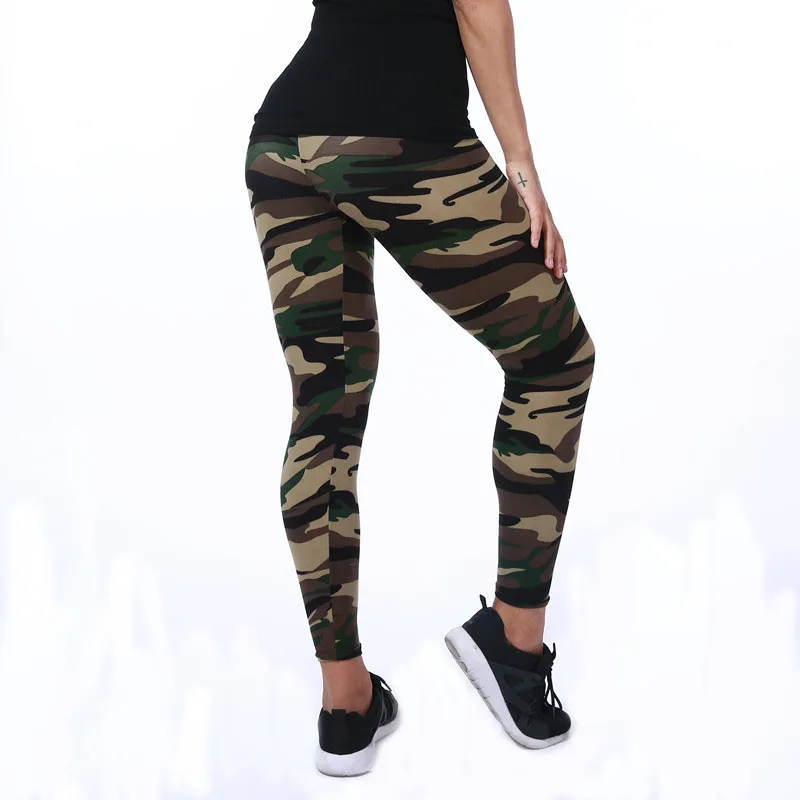 2021 Camouflage Womens for Leggins Graffiti Style Slim Stretch Trouser Army Green Leggings Deportes Pants | Женская одежда