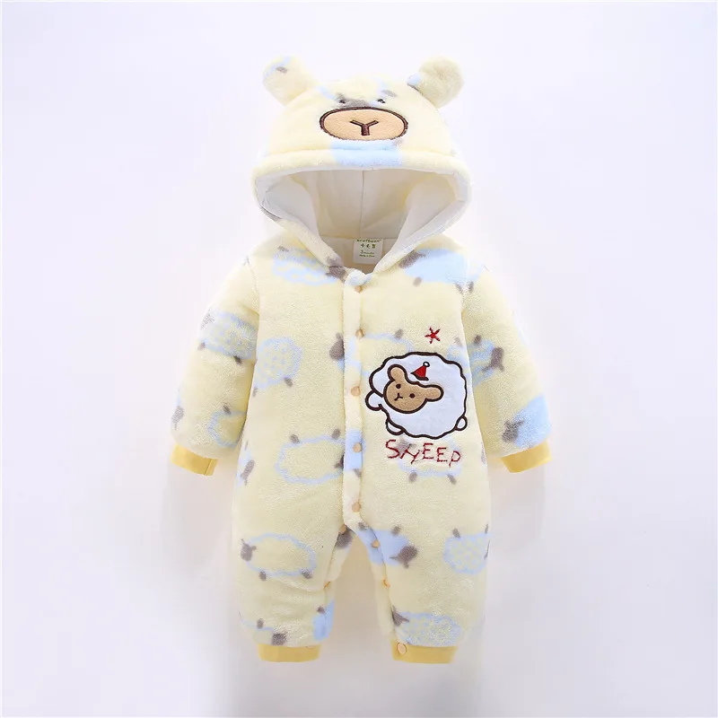 Baby Rompers Winter Warm Longsleeve Coral Fleece Newborn Boy Girl Clothes Infant Jumpsuit Animal Overall Pajamas | Детская одежда и
