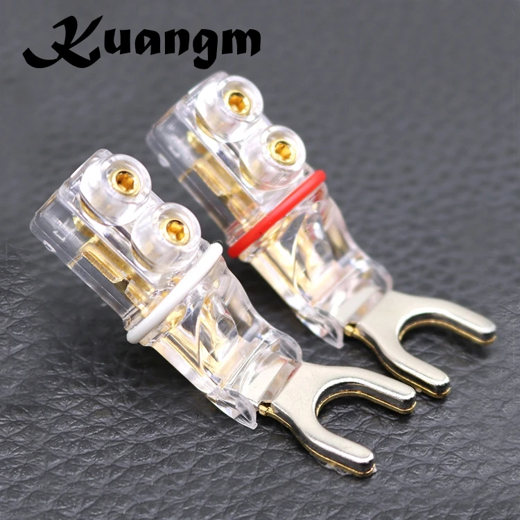 Hi-end Pure Red Copper Y shape Speaker Audio Jack Plugs screwing Banana Plug Connector Connectors | Электроника