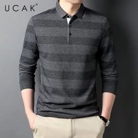 ucak brand classic casual cotton turn down collar t shirt men clothes autumn new arrivals streetwear long sleeve t shirts u5701
