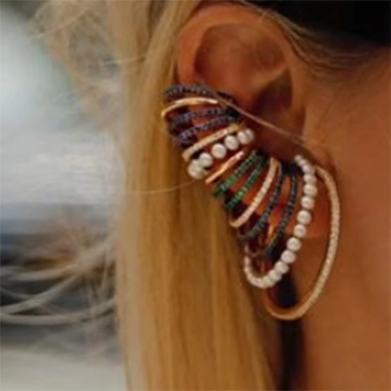 1 шт. женские серьги каффы с цирконом|Серьги-подвески| |