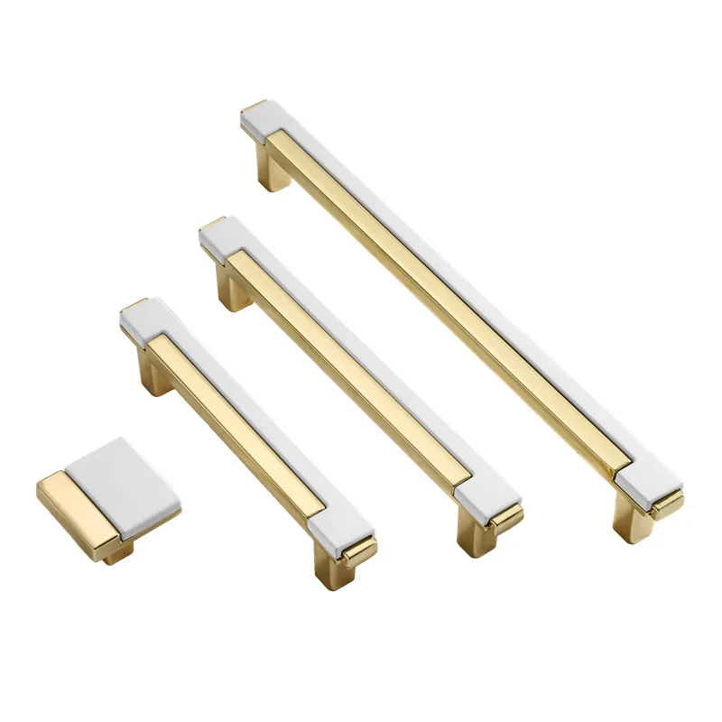 

Modern Simple Light Luxury Kitchen Door Handle and Knobs Gold Handle Chrome Black Spliced Zinc Alloy Furniture Handle Hardware