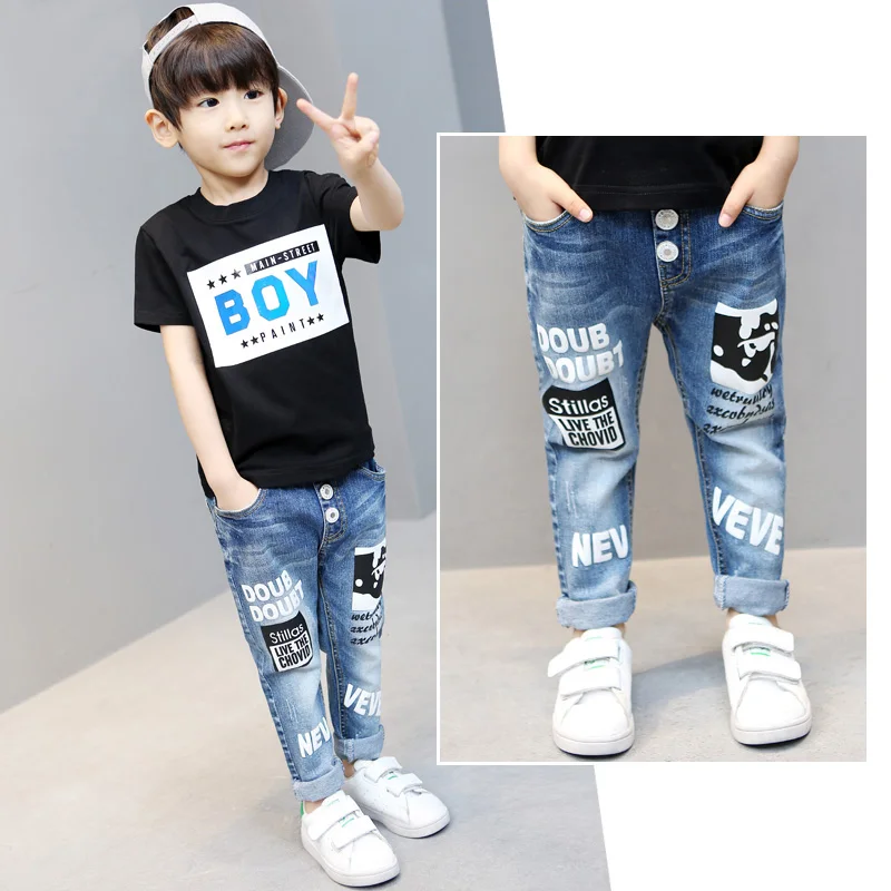 

Baby Boys Pants Kids High Quality Cotton Trousers Children Pencil Leggings Spring Autumn Boy Letter Printed Casual boys Jeans