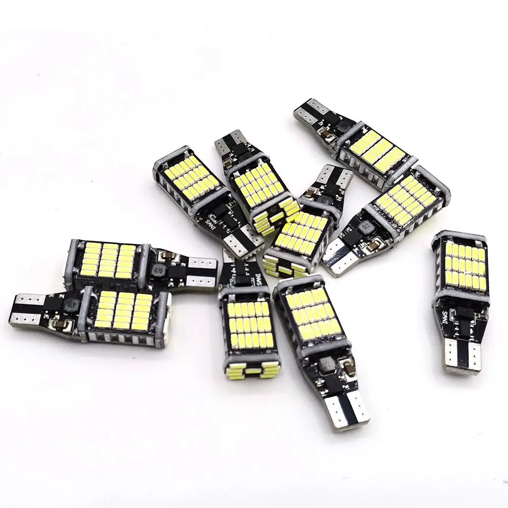 10 шт. Автомобильный светодиодный лампы T15 W16W 4014 45SMD W5W сигнальный светильник супер