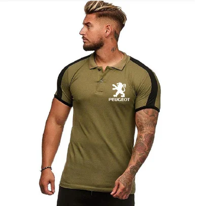 

Men's Polo Shirt for Peugeot Car Logo T-shirt Summer casual male solid colour Cotton Mens Short Sleeve Fashion male Tops Clothes