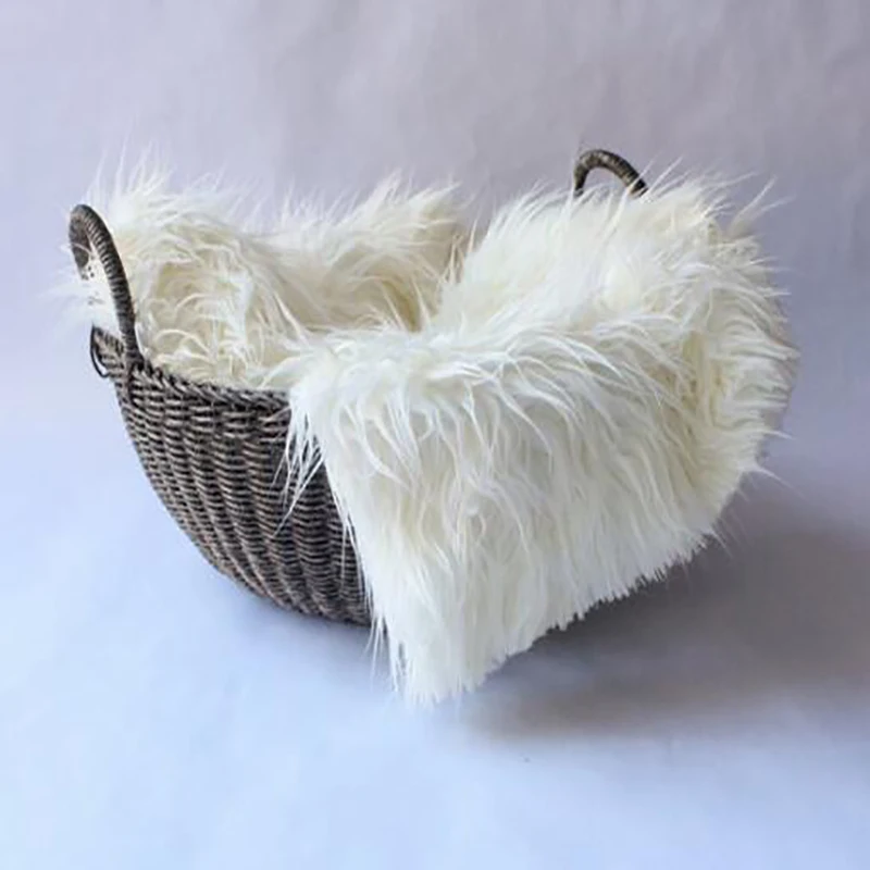 

Infant Shoot Background Blanket Newborn Faux Fur Prop Basket Filler Stuffer Photo Props Baby Fotografia Photography Backdrop